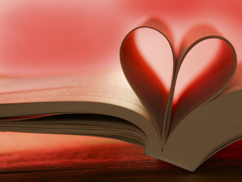 Book with Heart-shaped Pages — Red, Romantic, Photograph, Wooden Surface, Heart Shape