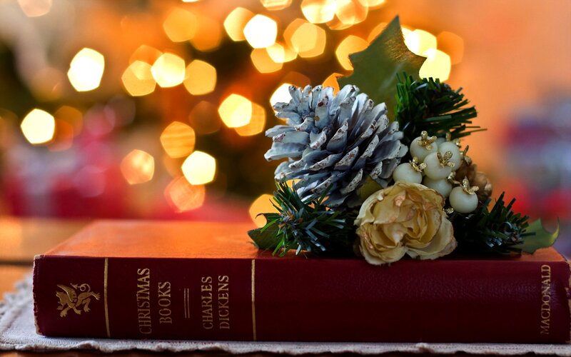 Book with Holiday Decoration