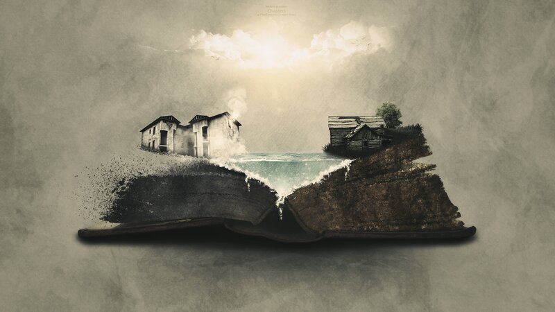 Book with Houses and Water