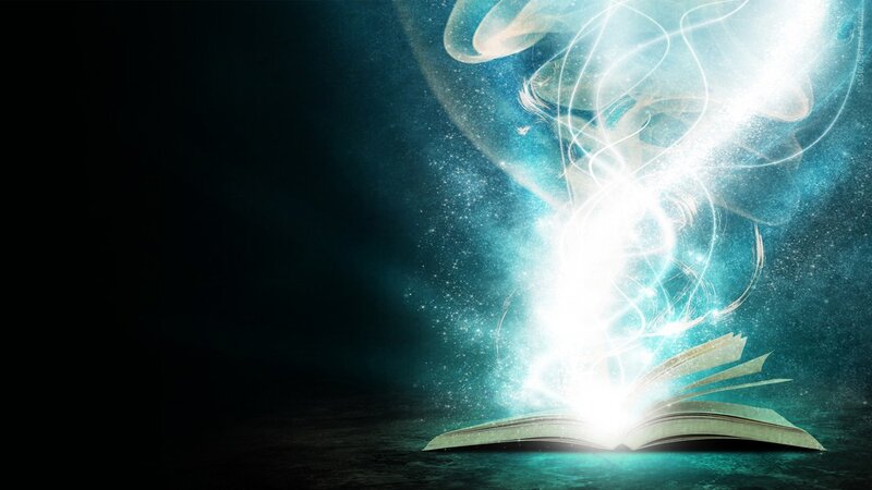 book with magical light