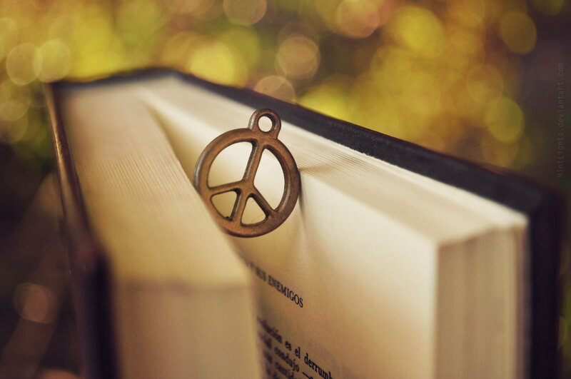 Book with Peace Symbol Bookmark