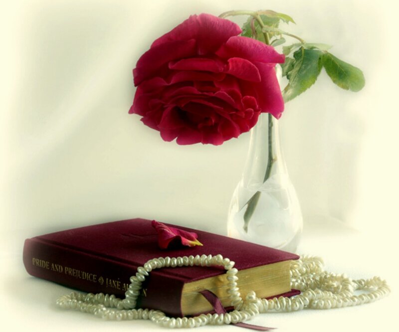 Book with Rose and Pearls