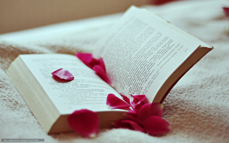 book with rose petals