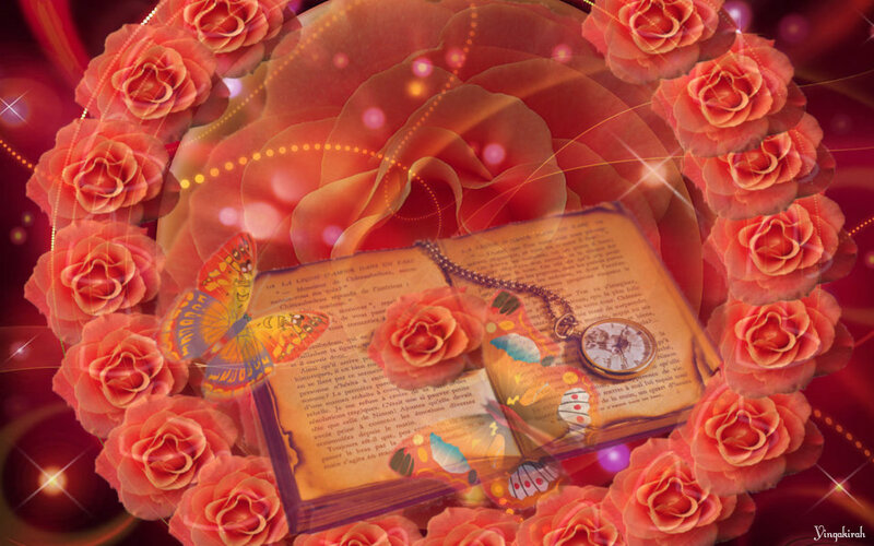 Book with Roses and Pocket Watch