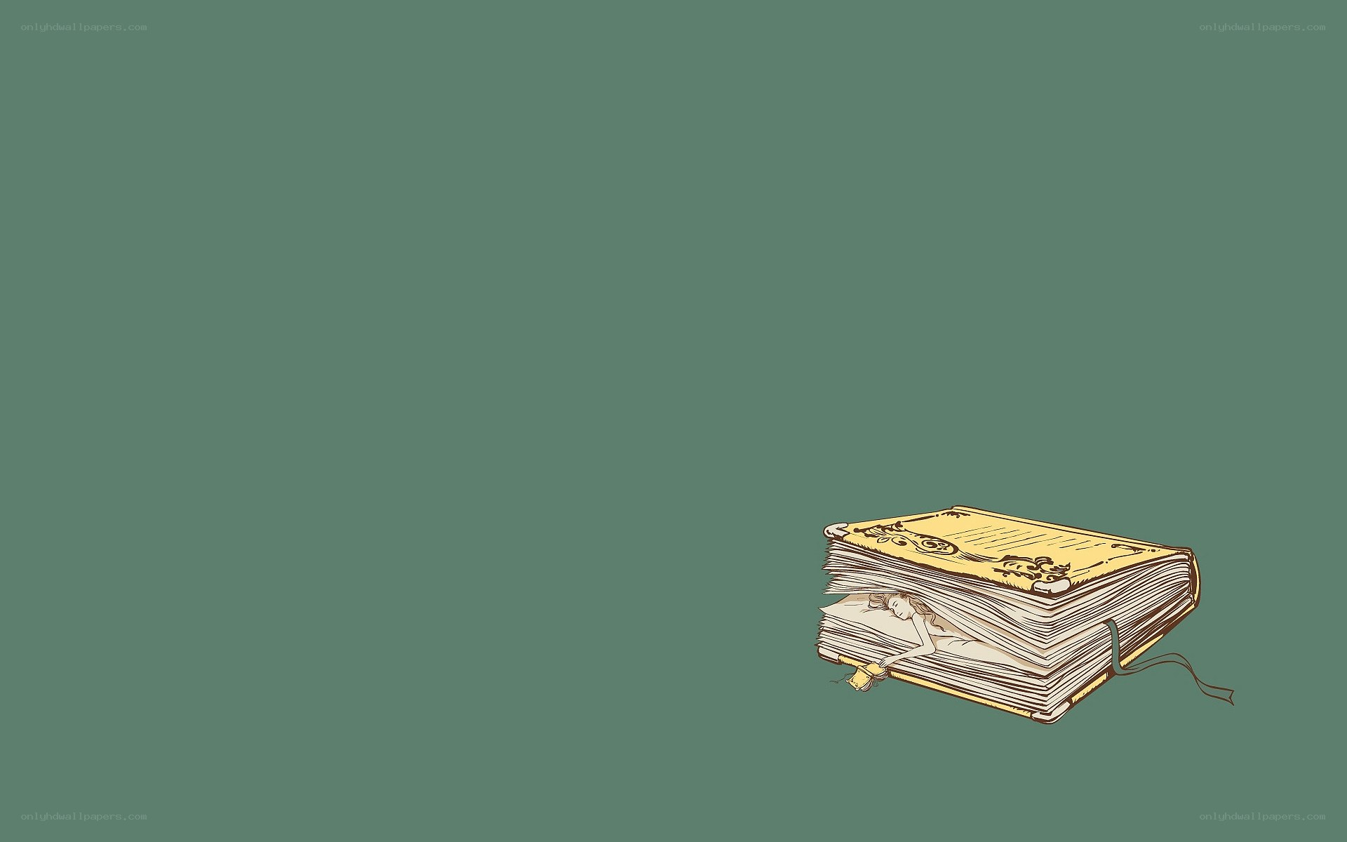 book with sleeping figure