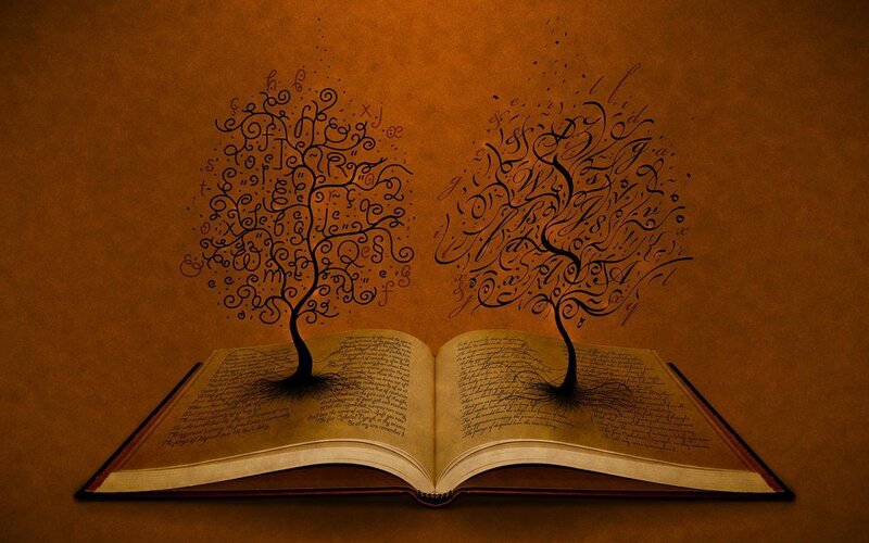 book with tree of letters