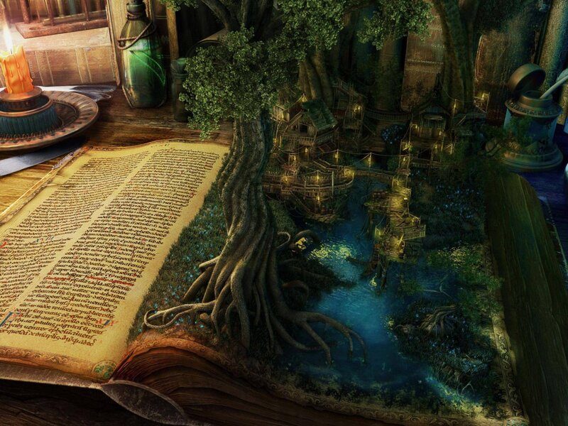 Book with Tree Village — Green