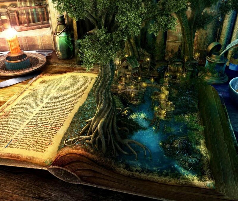 Book with Tree Village