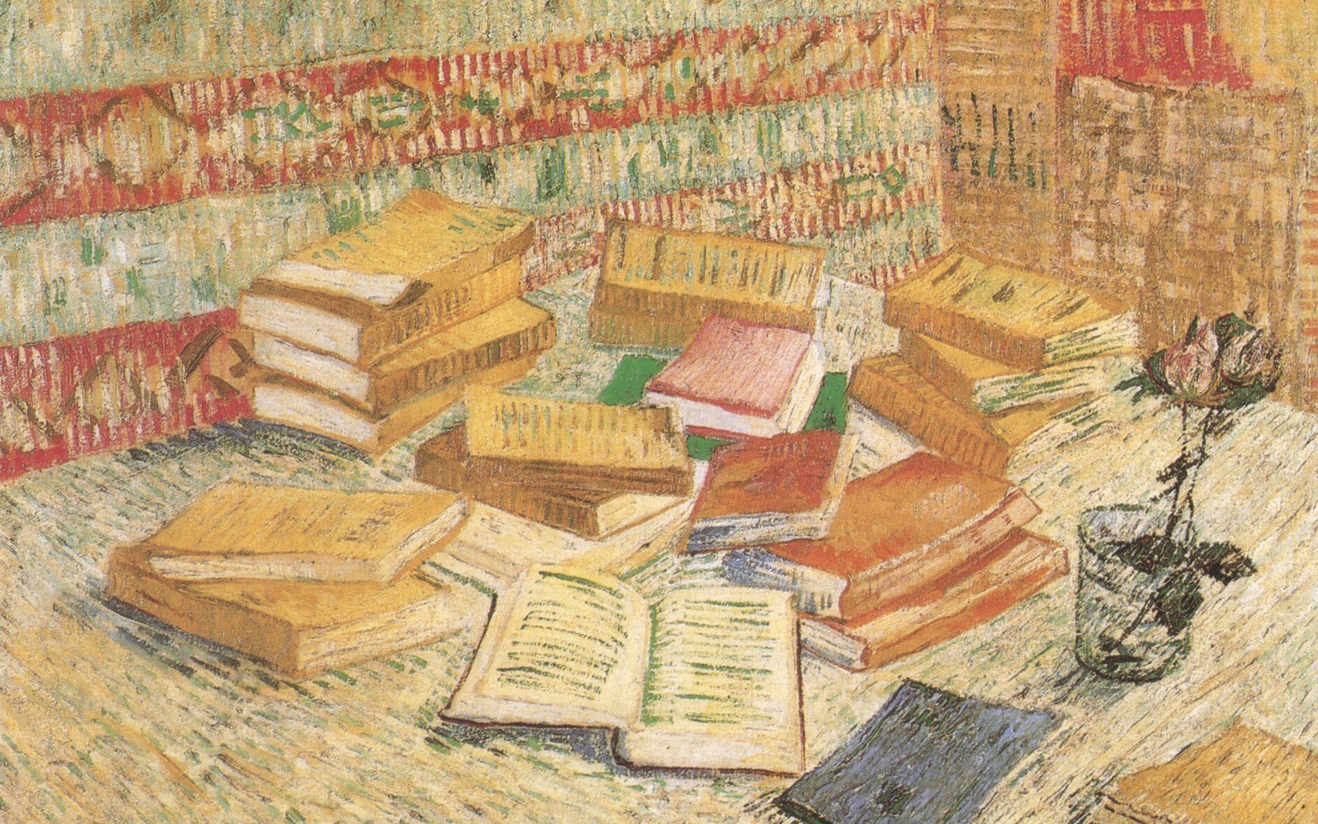 Books and a Rose on a Table