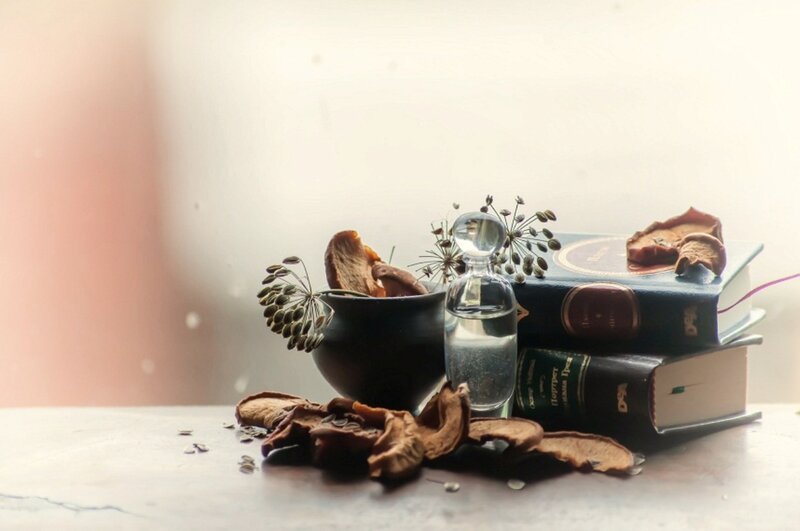 Books and Dried Herbs
