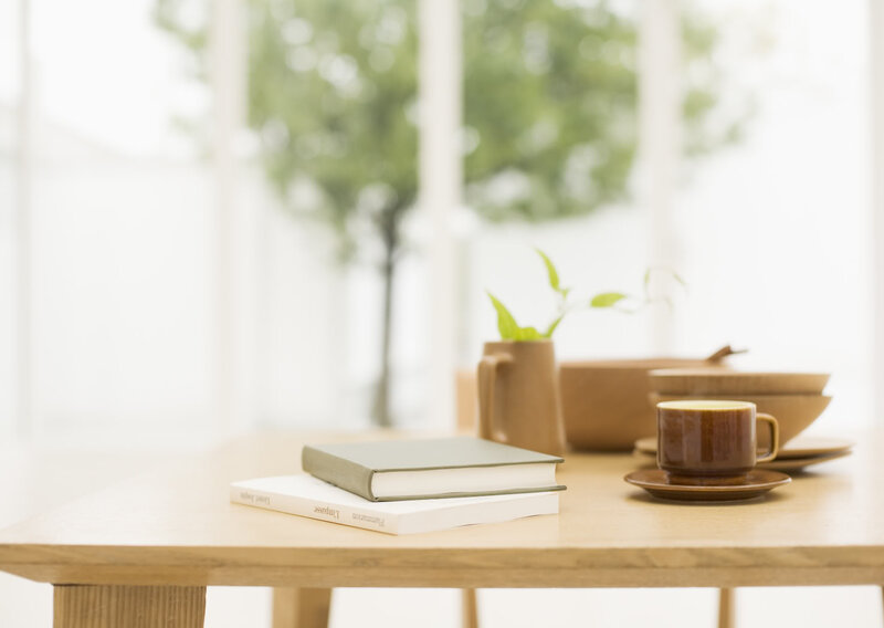 Books and tea on a wooden table