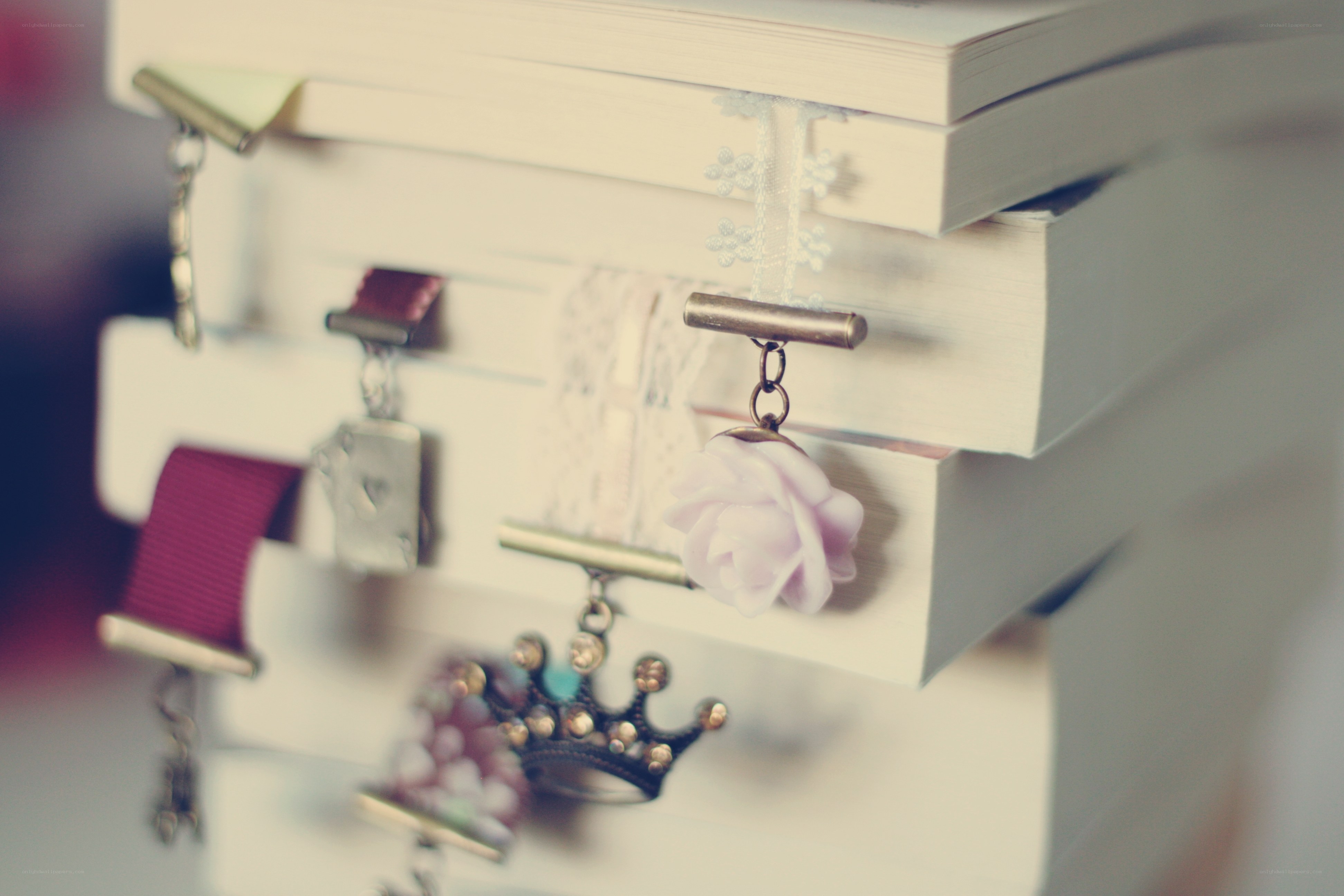 Books with decorative bookmarks