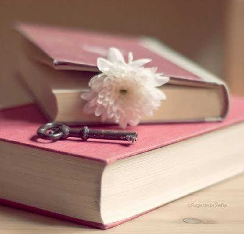 Books with Flower and Key