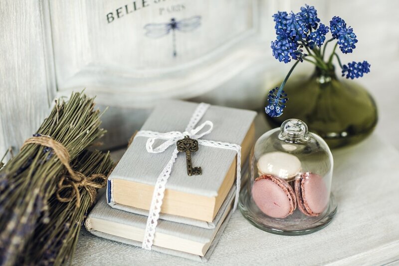 Books with Macarons