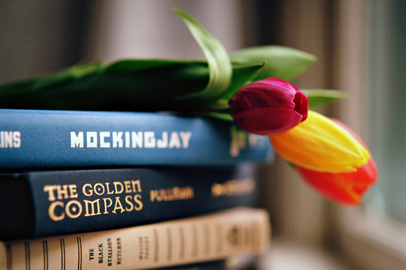 Books with Tulips