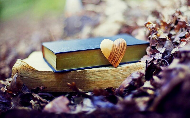 Books with Wooden Heart — Brown