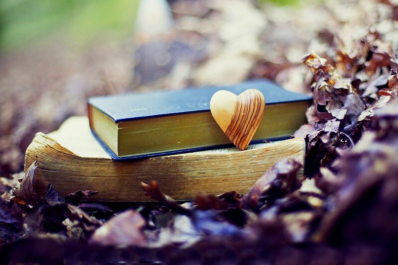 Books with Wooden Heart