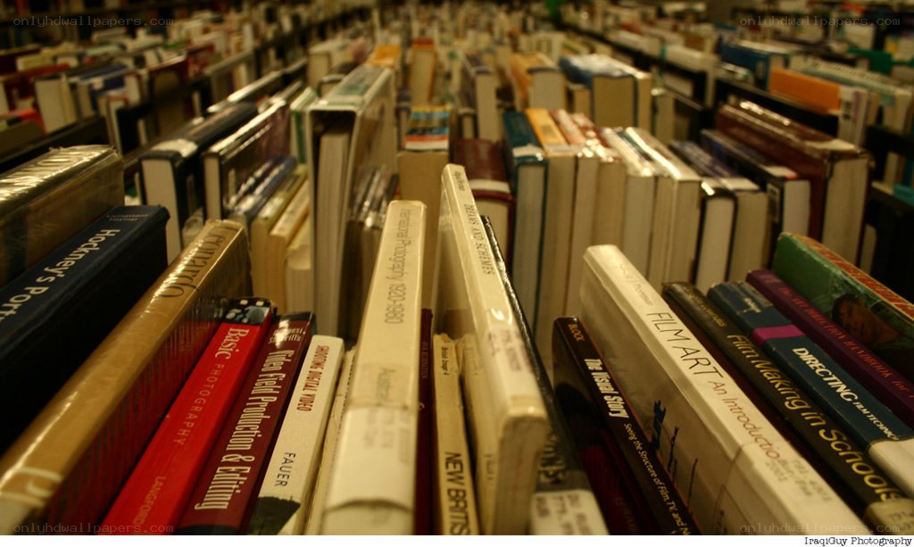 bookshelf aisle in library