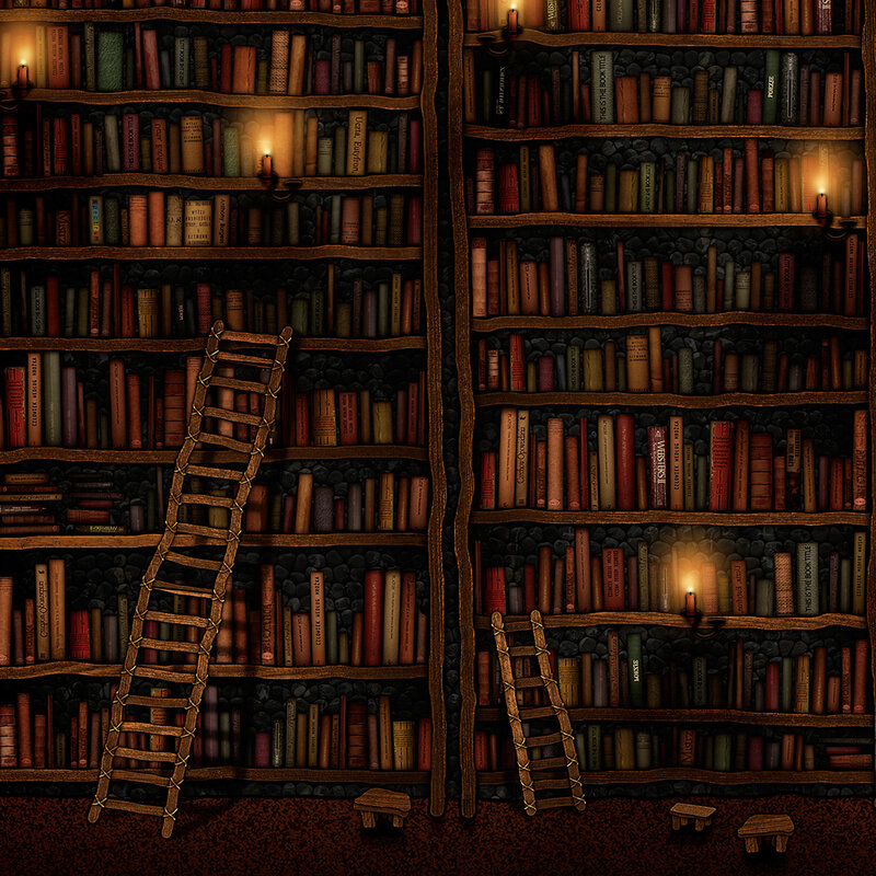 bookshelf library scene