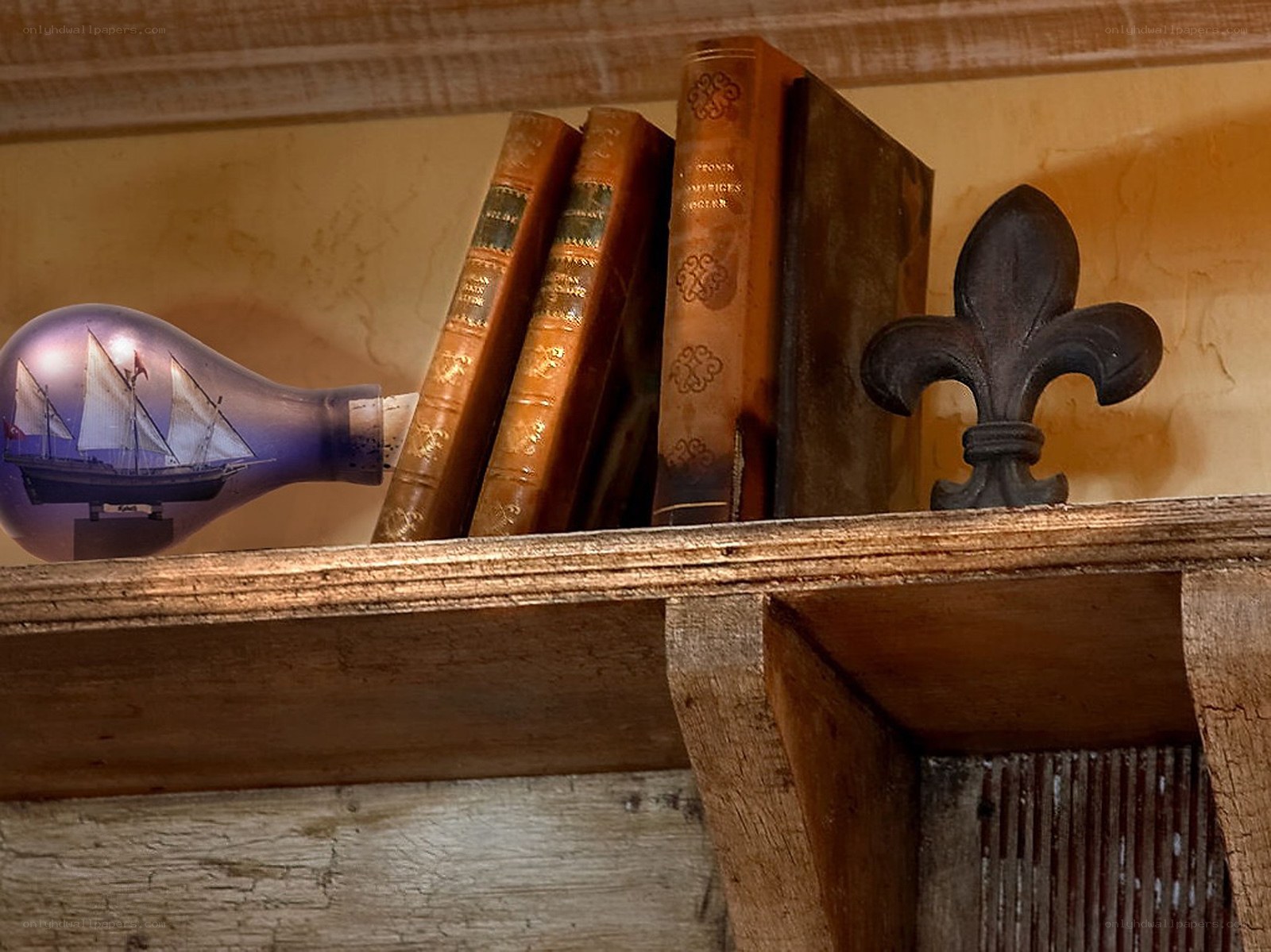 bookshelf with decorative items