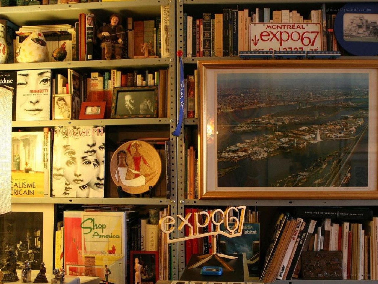 Bookshelf with Expo 67 memorabilia