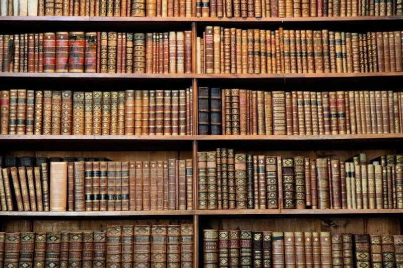 Bookshelf with Old Books — Brown
