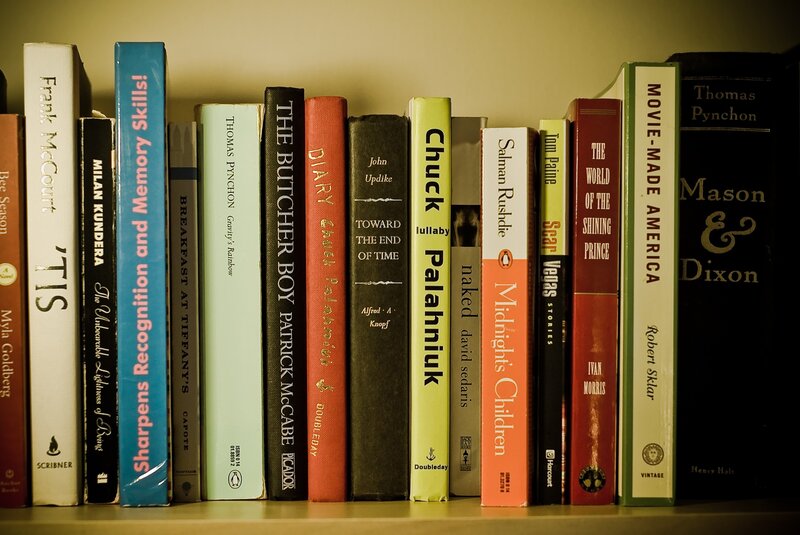 bookshelf with various books
