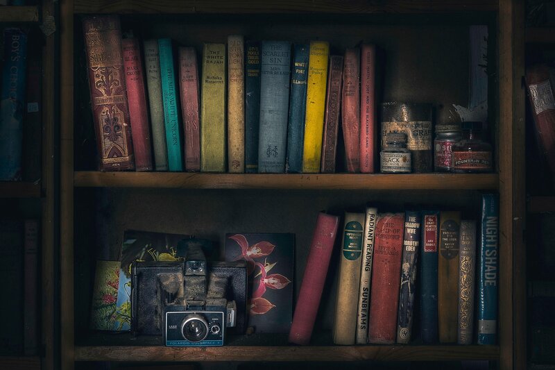 Bookshelf with Vintage Items
