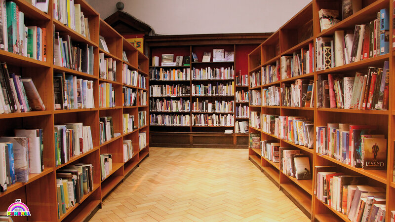 Bookshelves in Library