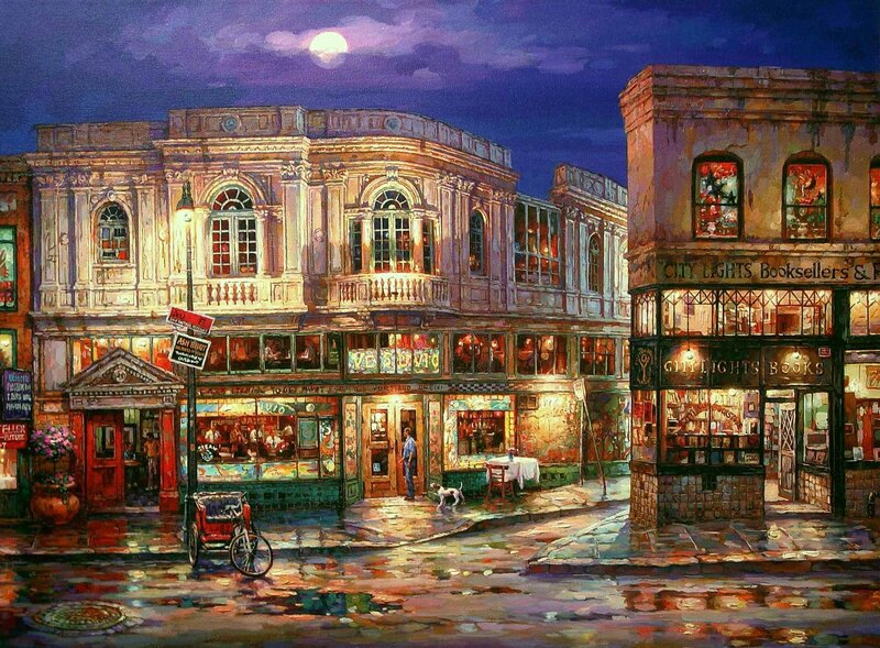 Bookstore on Wet Street — Purple