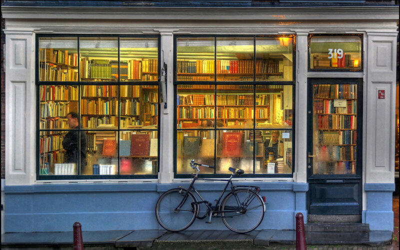 Bookstore with bicycle outside
