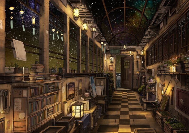 Bookstore with Starry Sky — Brown