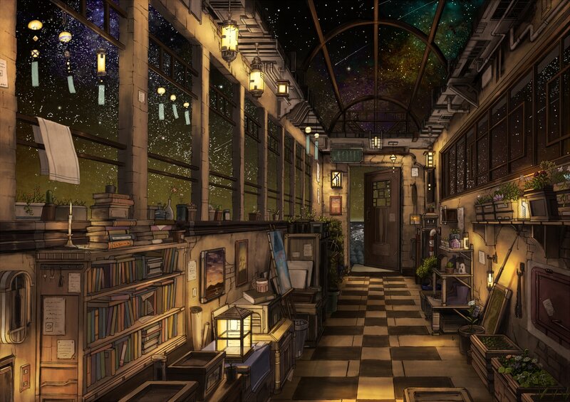 Bookstore with Starry Sky