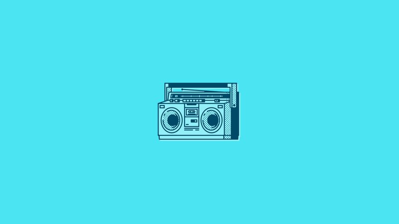 Boombox Illustration — Cyan