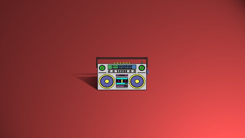 Boombox on Red Background