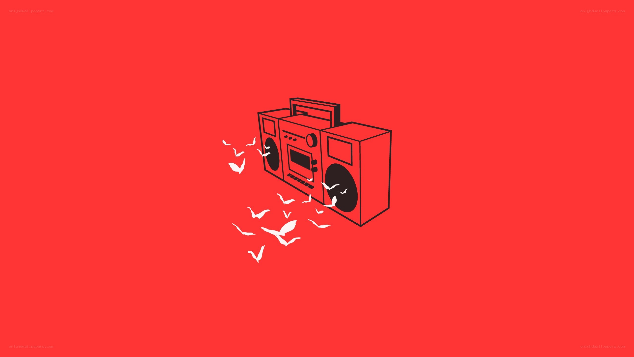 Boombox with birds illustration