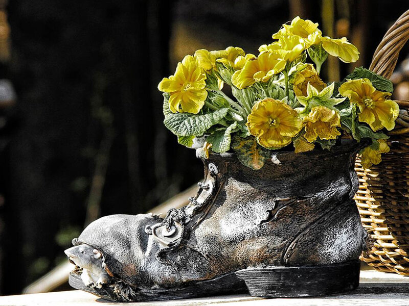 Boot Planter with Flowers