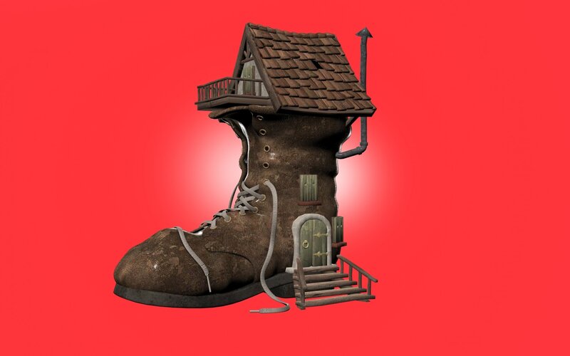 Boot-shaped House — Red