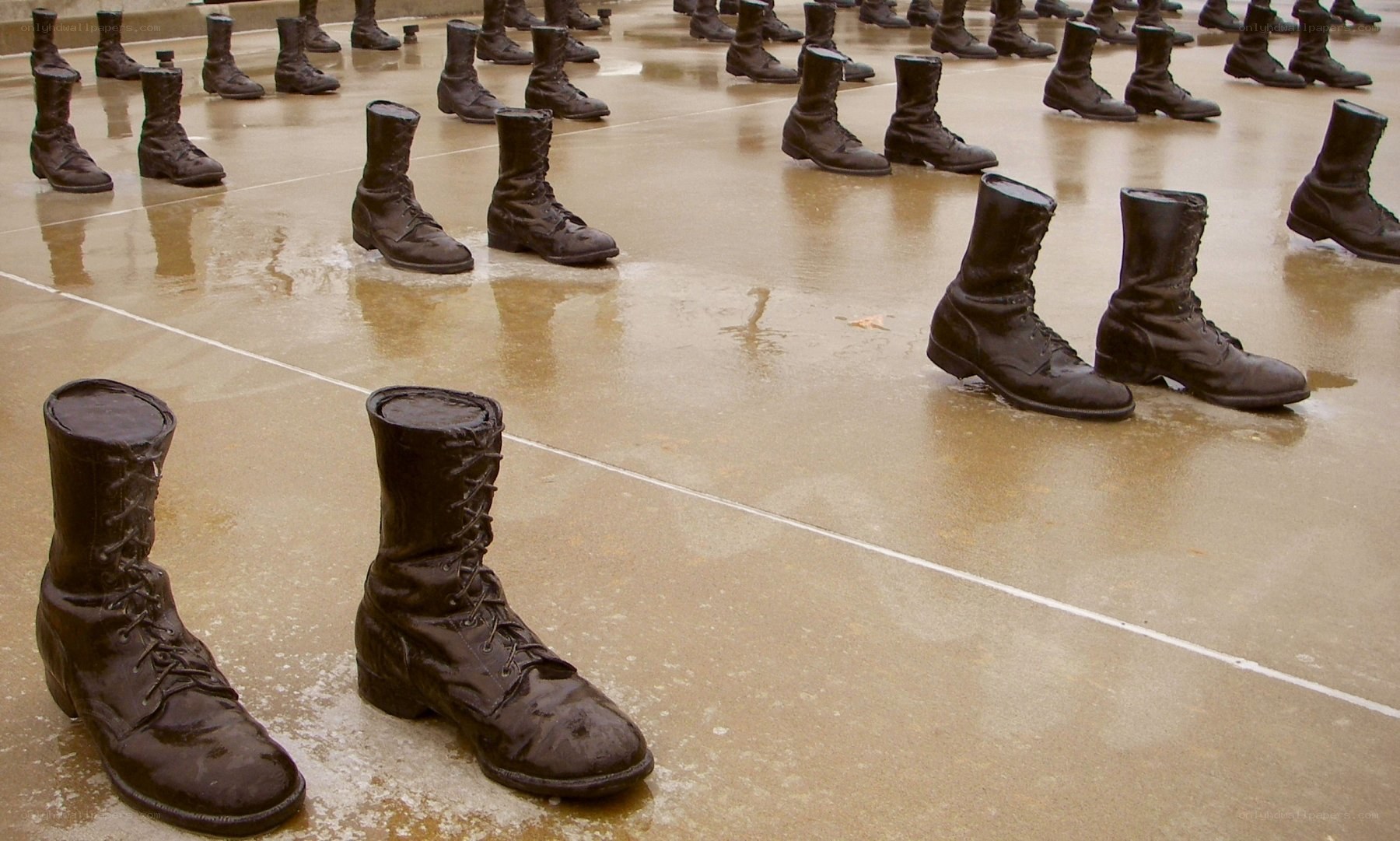 Boots at a memorial site