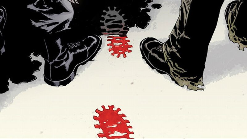 Boots Leaving Blood Footprints