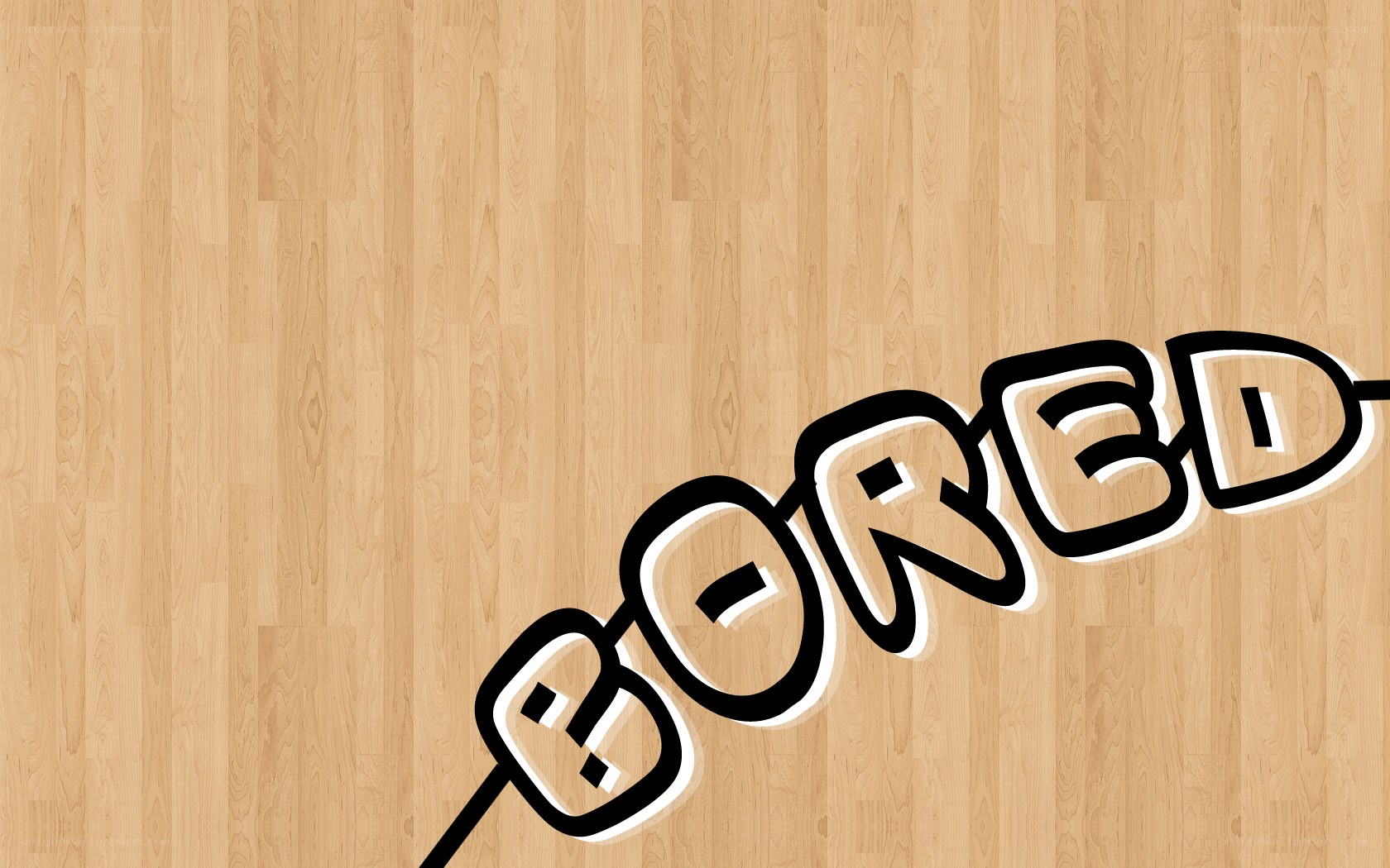 Bored text on wood floor