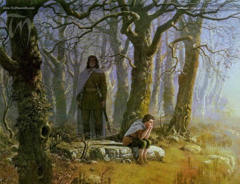 Boromir and Frodo in the forest