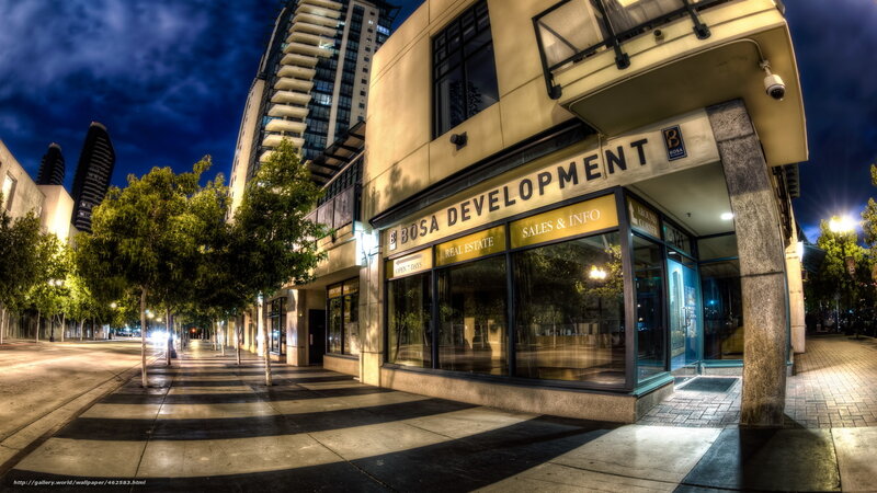 Bosa Development storefront at night