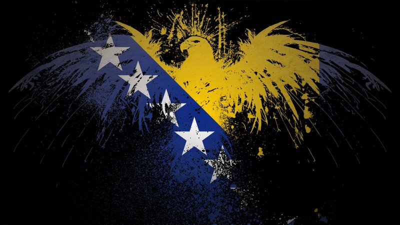 Bosnia and Herzegovina Flag — Black, Dramatic