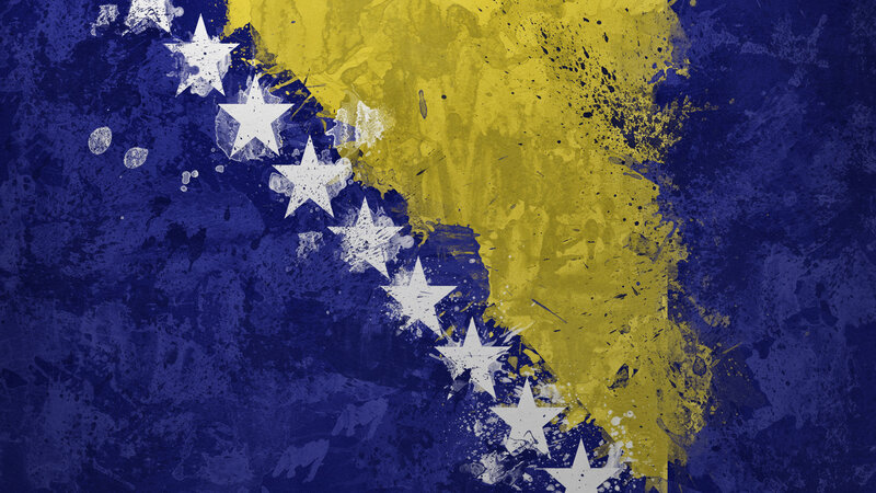 Bosnia and Herzegovina Flag — Blue, Graffiti, Digital Art