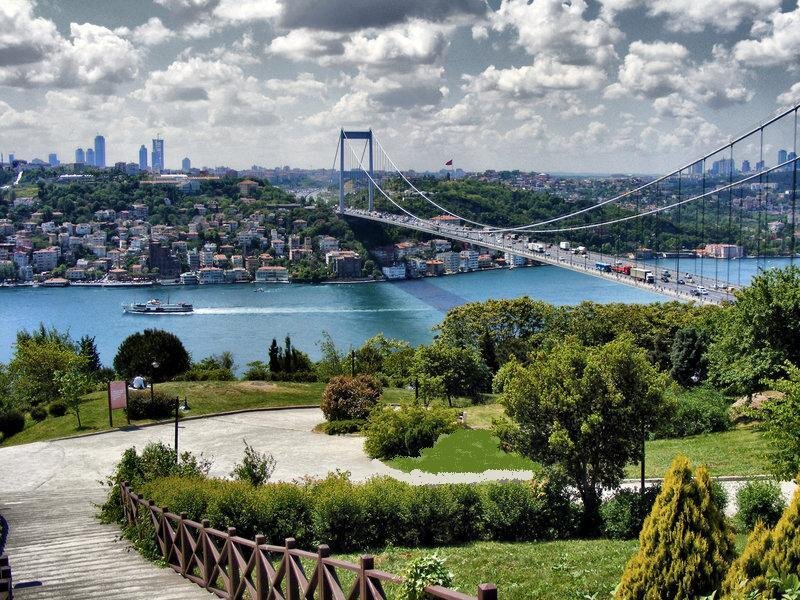 Bosphorus Bridge and Istanbul skyline