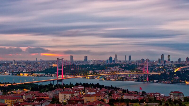Bosphorus Bridge at Dusk — Purple