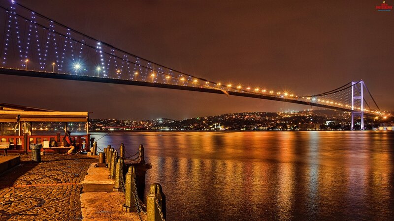 Bosphorus Bridge at Night — Black, Serene