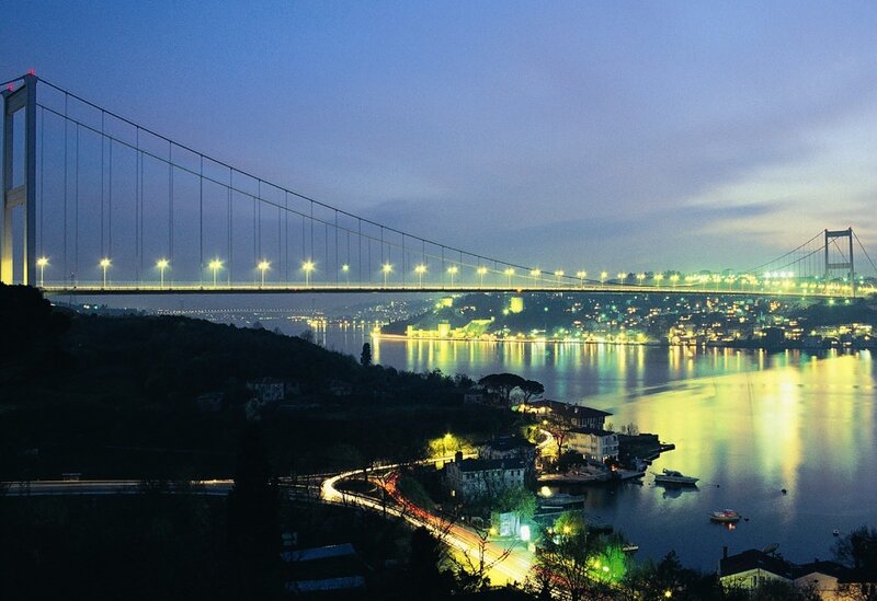 Bosphorus Bridge at Night — Blue, Serene