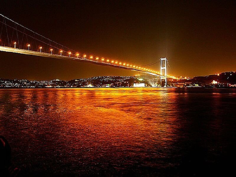 Bosphorus Bridge at Night — Orange